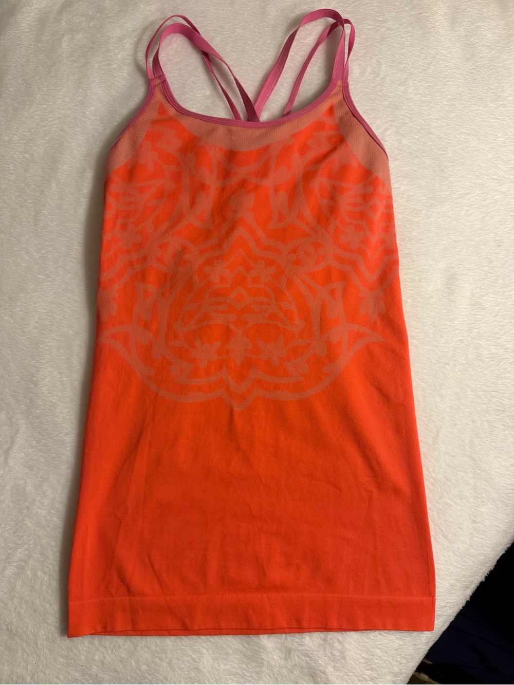 climawear strappy athletic tank. Orange. Shelf bra. Medium